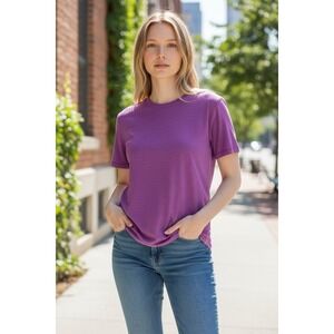 Lands End Women's Short Sleeved Purple  Shirt Size Medium